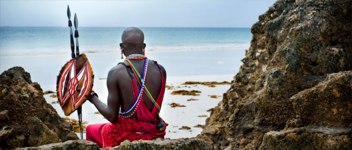 A Maasai at the beach in Africa