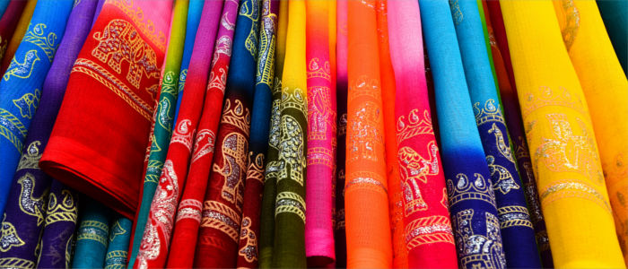 Colourful scarves on the market in Bangladesh