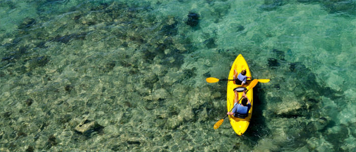Canoeing in front of Bermuda