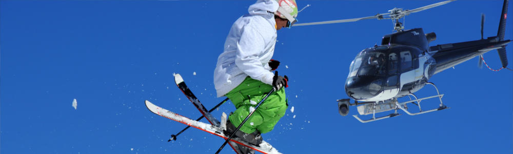 Extreme sport heli-skiing