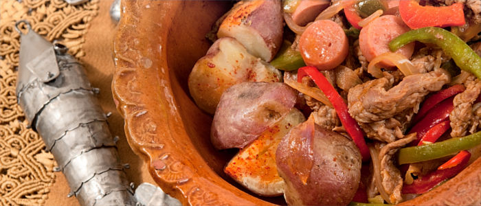 Eating pique macho in Bolivia