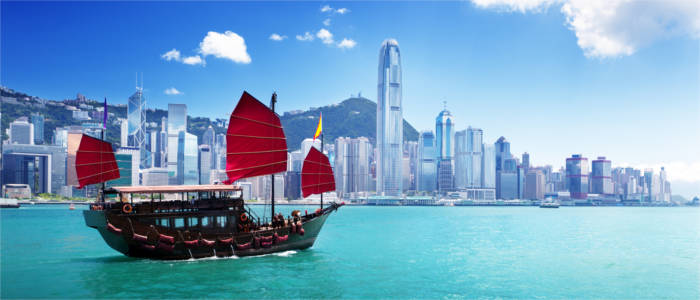 View of the Asian city of Hong Kong