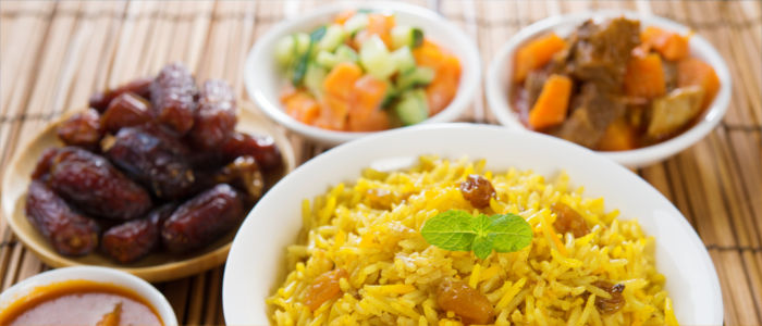 Lamb with dates and rice, Egyptian food in Ramadan