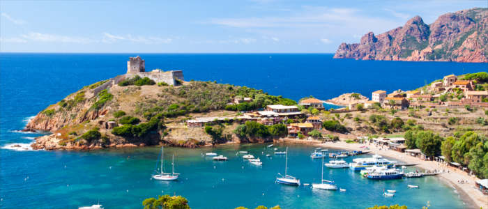 The coastal town of Girolata on Korsika