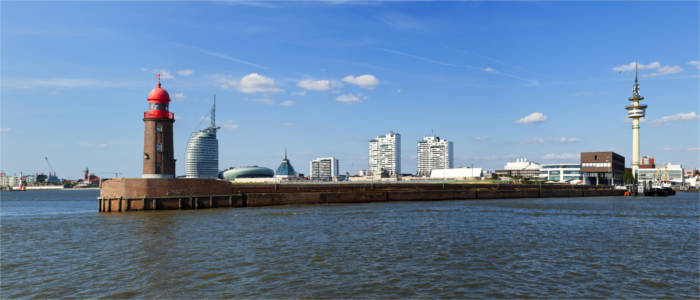 Bremerhaven with the historical lighthouse