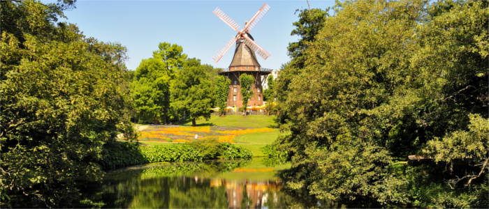 Park with windmill in Bremen