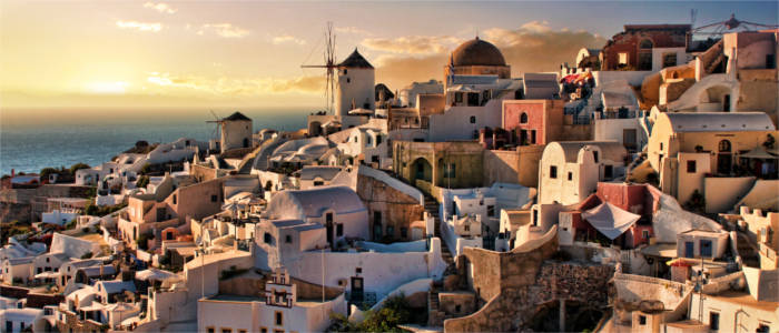 Windmills on Santorini in the Cyclades