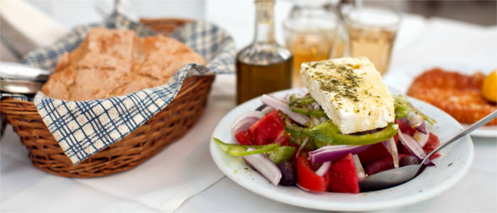 Greek salad with bread