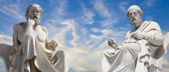 Greek philosophers Plato and Socrates
