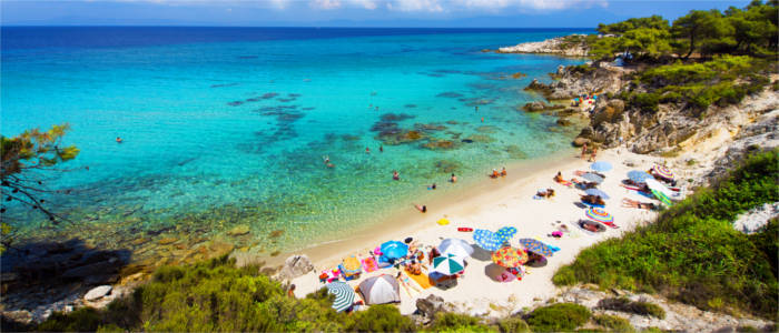 Beach with crystal clear water in Chalkidiki