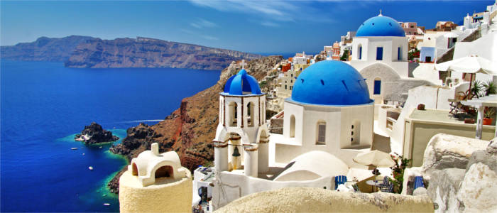 The island of Santorini in the Cyclades