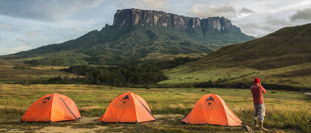 In Guyana's mountainous region with a tent