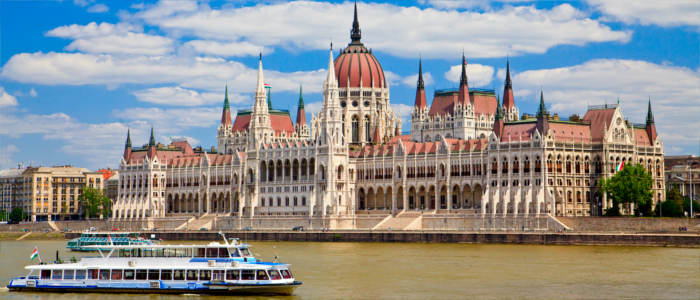 The Hungarian Parliament in Budapest at the Danube