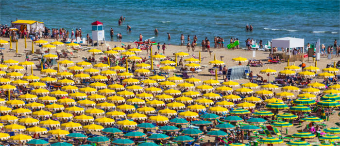 Tourist beach in Rimini