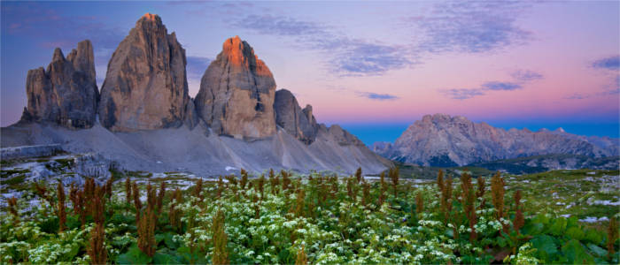 Well-known peaks in the Dolomites