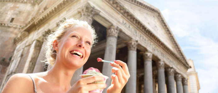 Eating ice cream in Rome