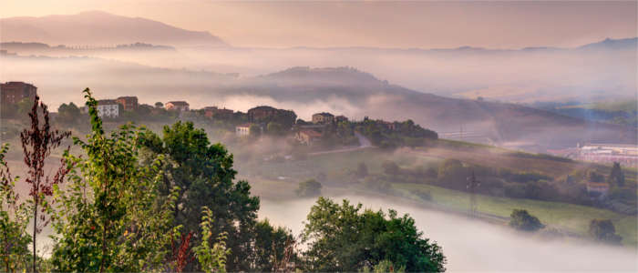 Umbria's landscape at dawn
