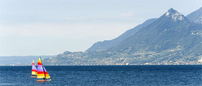 Surfer on the popular lake in Veneto