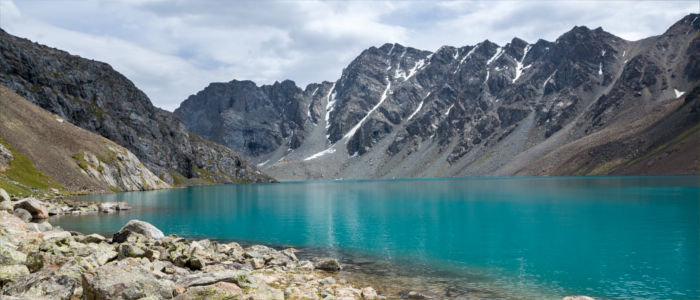 Blue Lake Ala-Kul in Kyrgyzstan