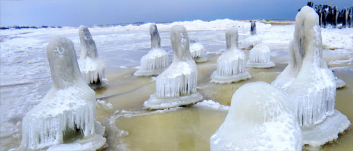 Frozen Baltic Sea in Lithuania