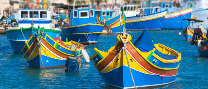 Luzzus - traditional Maltese fishing boats