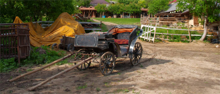 Horse-drawn cart in Moldova