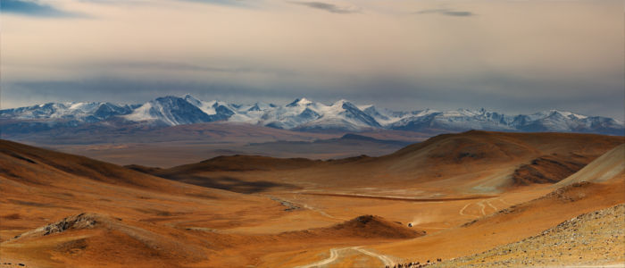 Mountains and vast plains in Mongolia