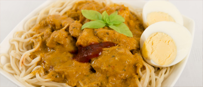 Eating curry in Myanmar