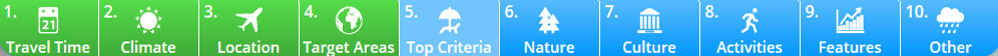 Travelmyne criteria for the travel search