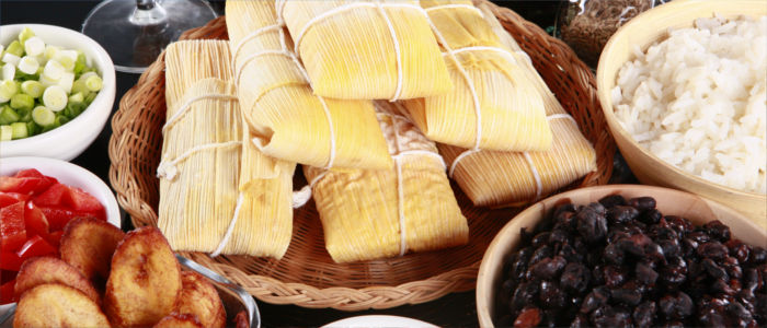 Eating tamales in Panama