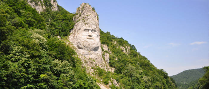 Rock sculpture of Decebalus in Romania