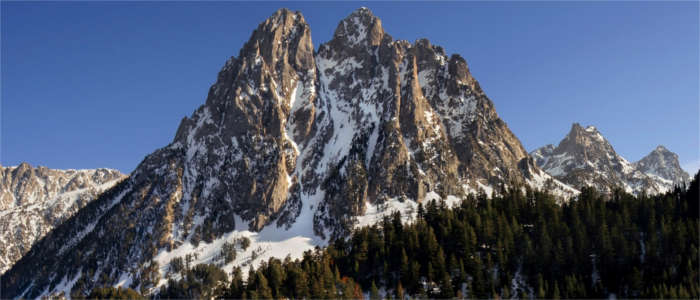 Mountains in the Aigüestortes National Park in the Spanish Pyrenees