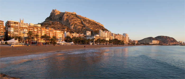The beach and castle of Alicante
