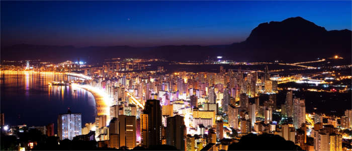 Tourist location at the Costa Blanca at night
