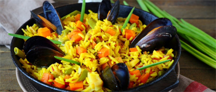 Rice dish paella in Valencia