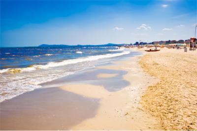 White sandy beach at the Adriatic Sea in Italy