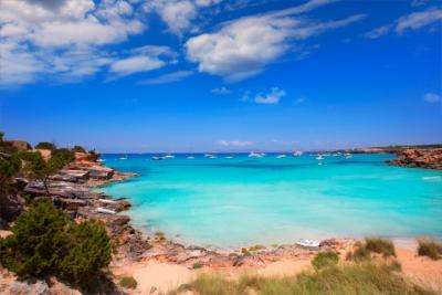 beach, clear water and sun on Formentera