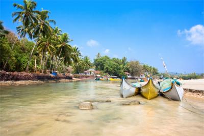 Beach with fishing boats