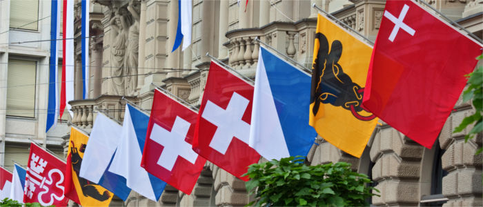 The flags of the cantons of Lucerne, Uri, Zug, Switzerland, Schwyz, Nidwalden