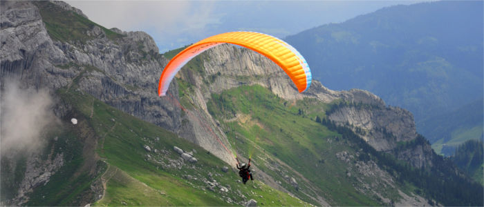 Hang gliding over the Swiss Alps