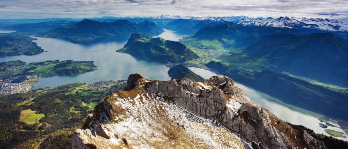 Mount Pilatus at Lake Lucerne in Central Switzerland