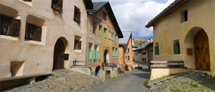 Typical houses in the Engadin in Graubünden