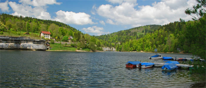 Lake in the Canton of Neuchâtel at the border of France