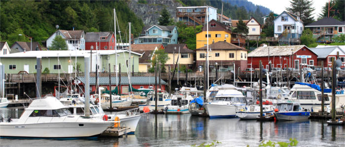 A typical harbour in Alaska