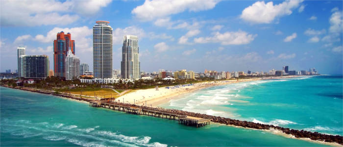 Usa day light summer time miami south beach panorama 4k florida