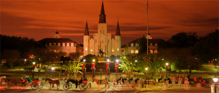 Decatur Street with carriages