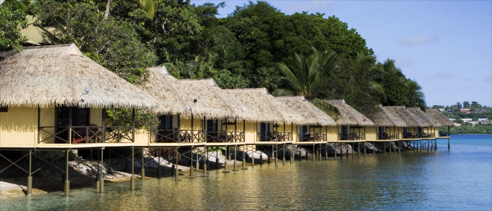 Vanuatu's huts at the seaside