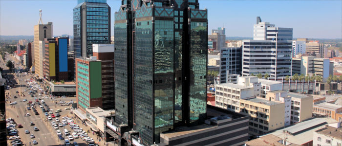 Modern capital Harare in Zimbabwe